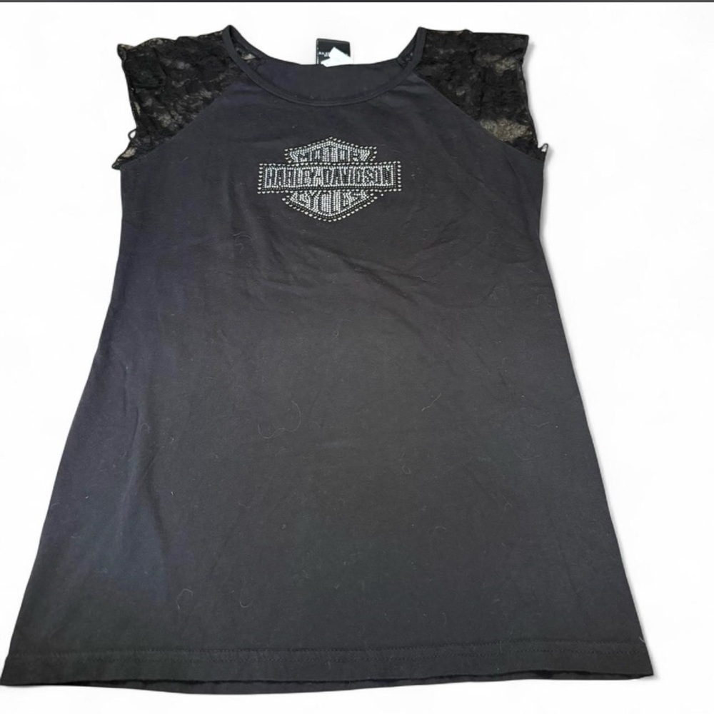 Harley-Davidson Black Tank With Lace Sleeves